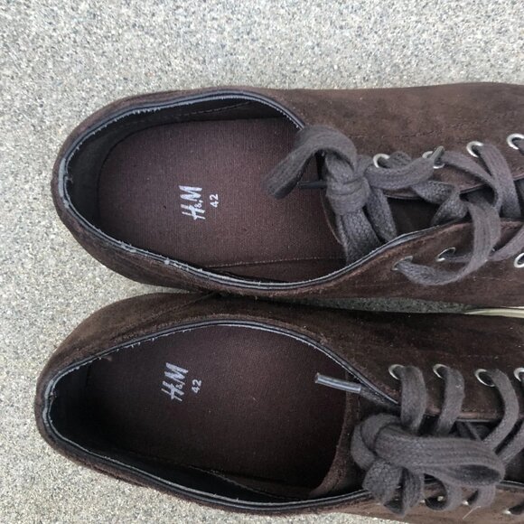 H&M Faux Nubuck Lace Up Sneakers Shoes Men's EU 42 US 9-9.5 Brown - Picture 4 of 7